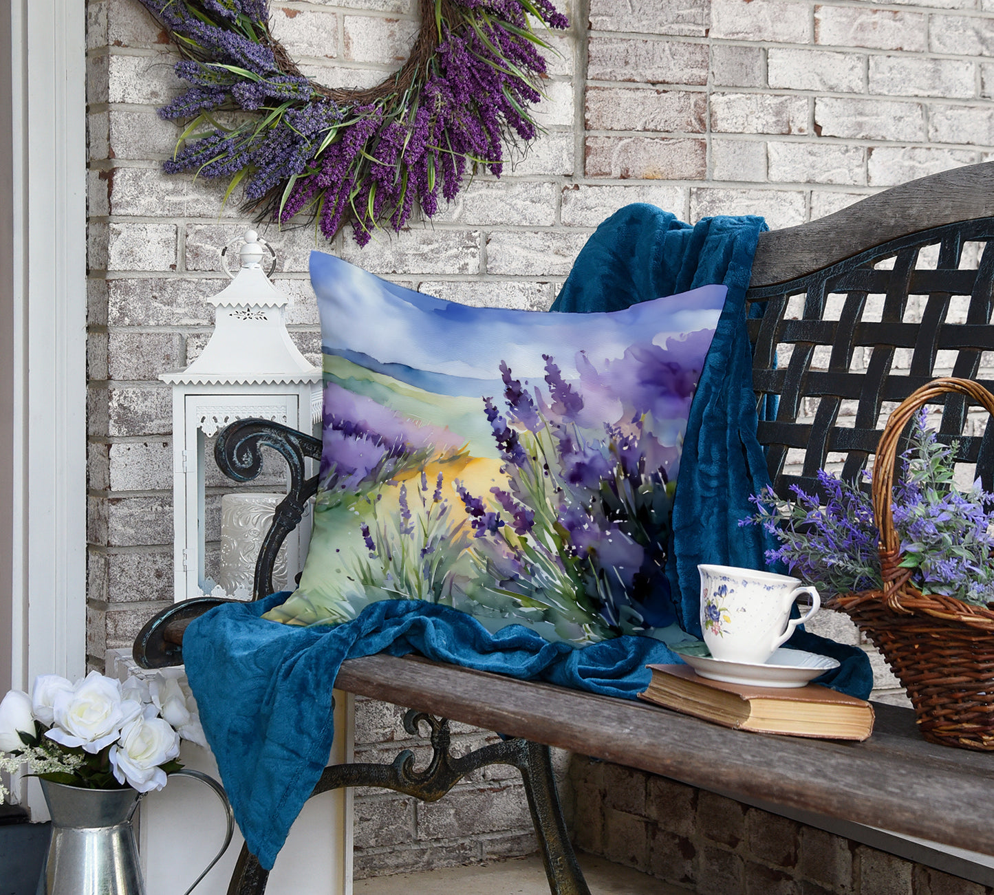 Lavender in Watercolor Throw Pillow