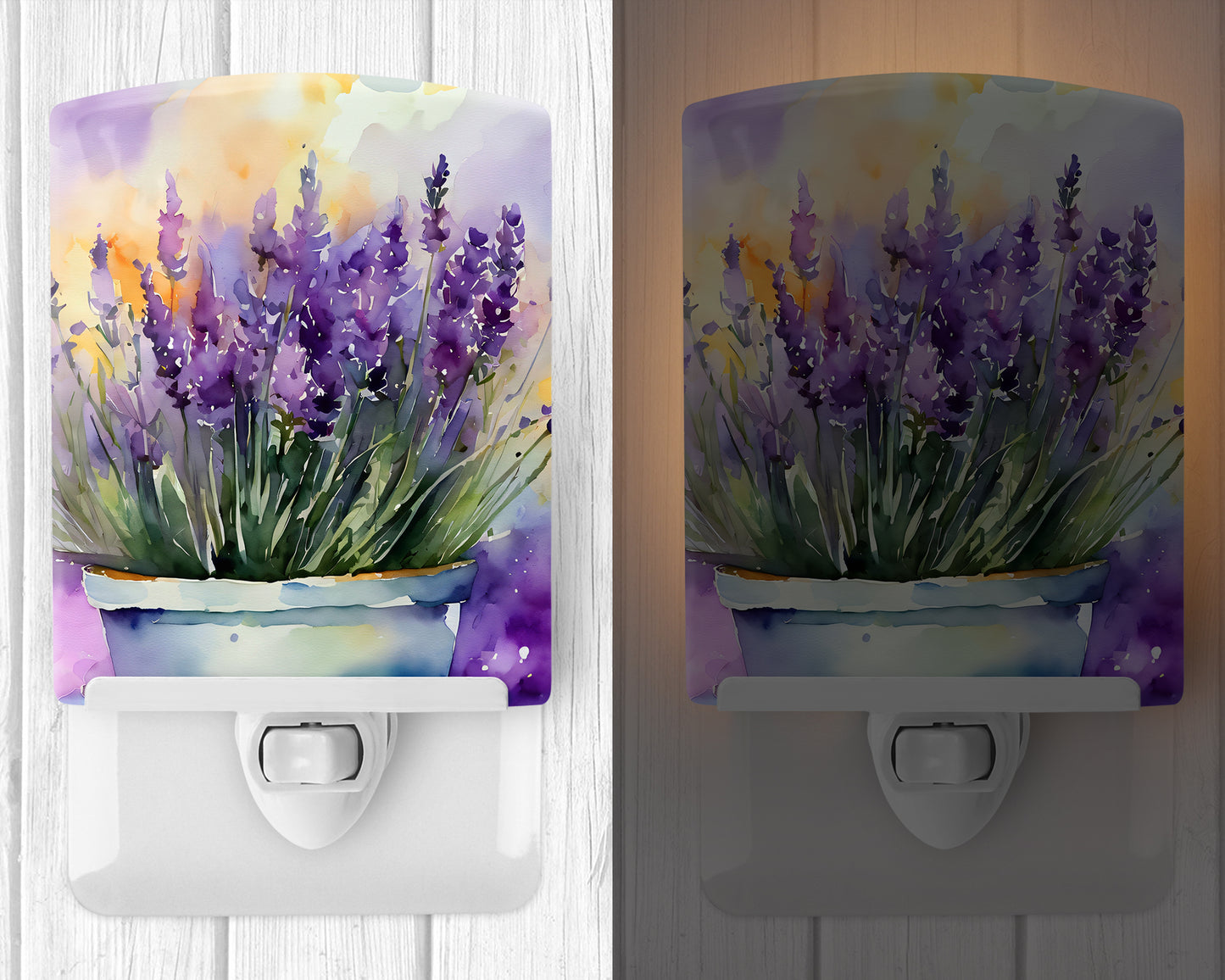 Lavender in Watercolor Ceramic Night Light