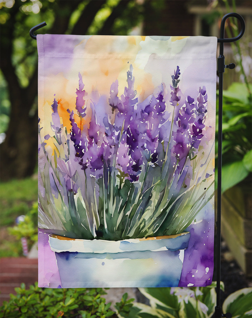 Lavender in Watercolor Garden Flag