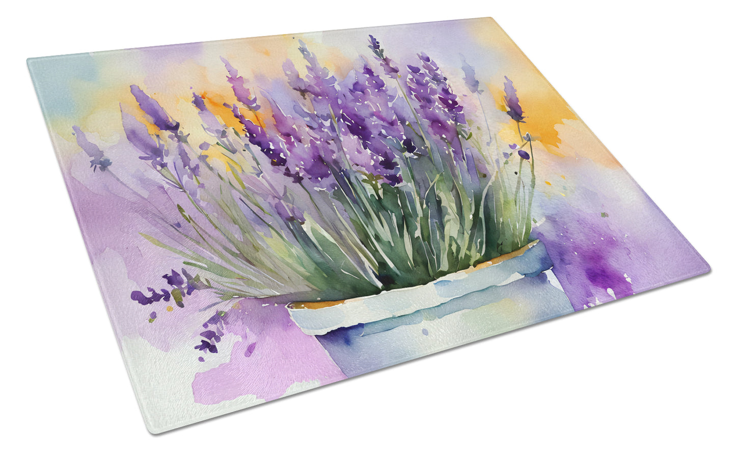 Buy this Lavender in Watercolor Glass Cutting Board