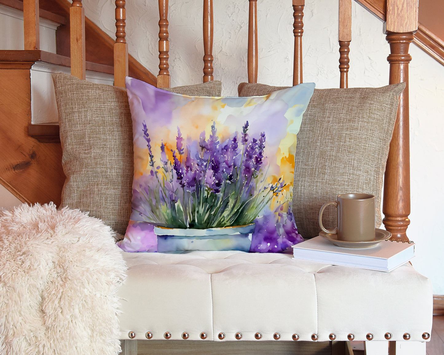 Lavender in Watercolor Throw Pillow