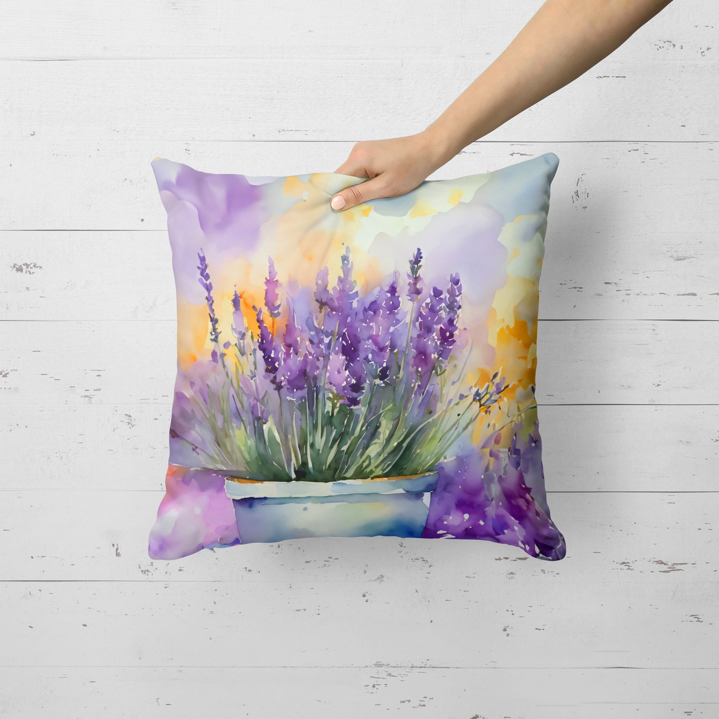 Lavender in Watercolor Throw Pillow