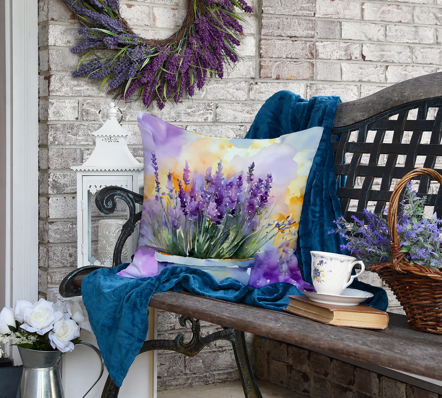 Lavender in Watercolor Throw Pillow