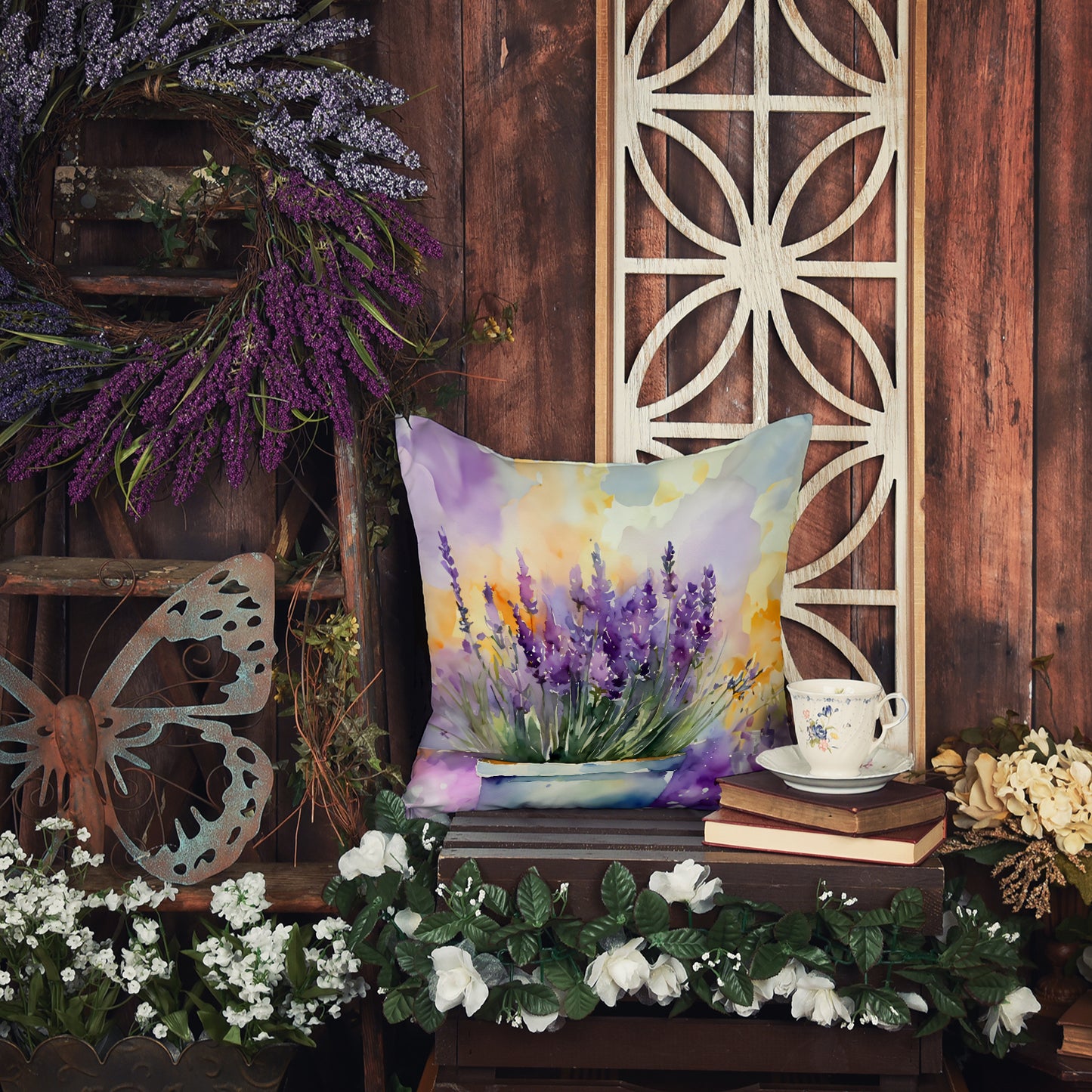 Lavender in Watercolor Throw Pillow