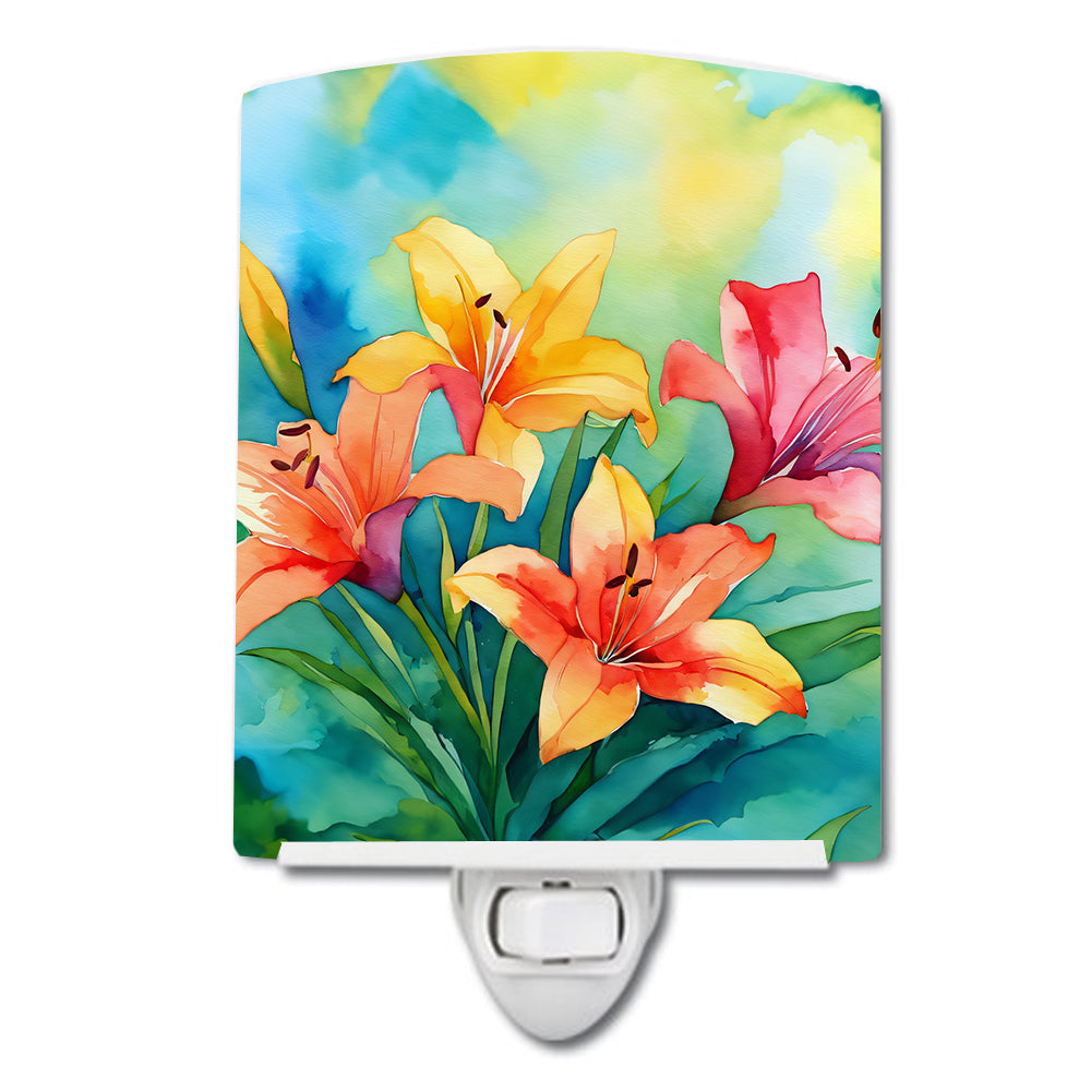 Buy this Lilies in Watercolor Ceramic Night Light