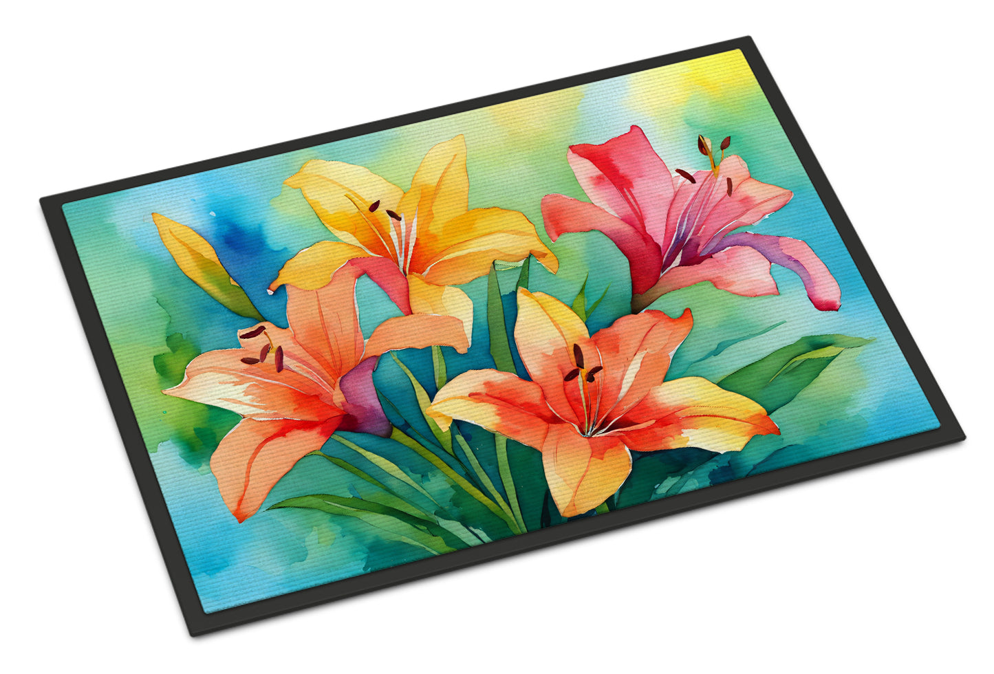 Buy this Lilies in Watercolor Doormat