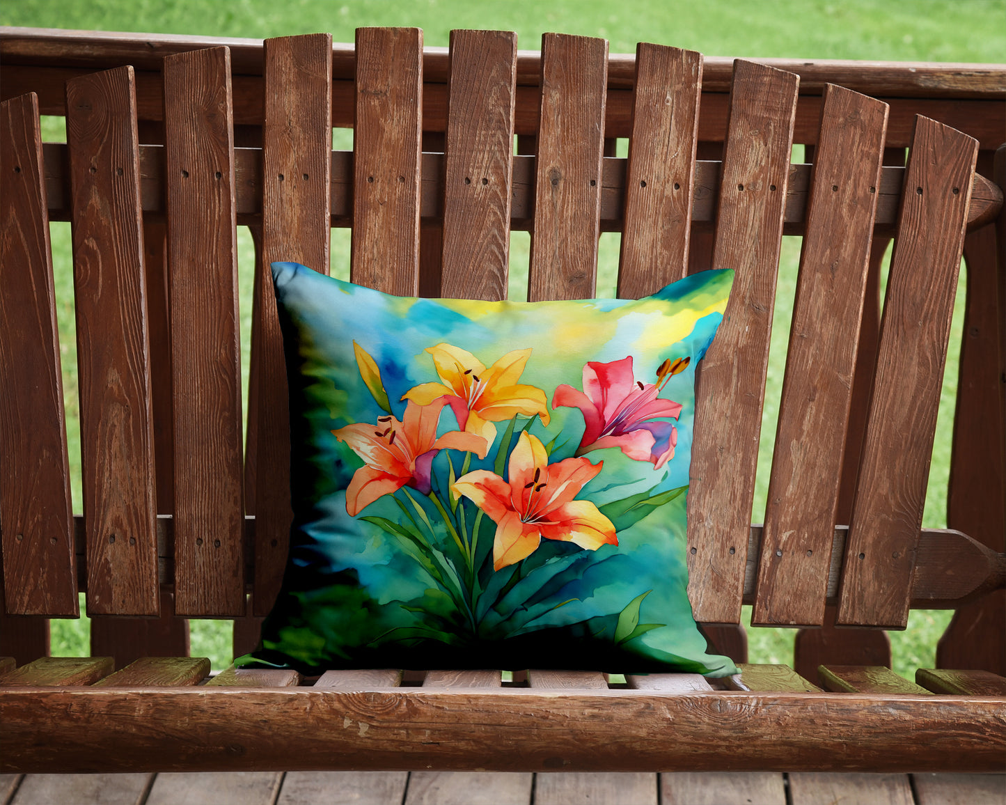 Lilies in Watercolor Throw Pillow