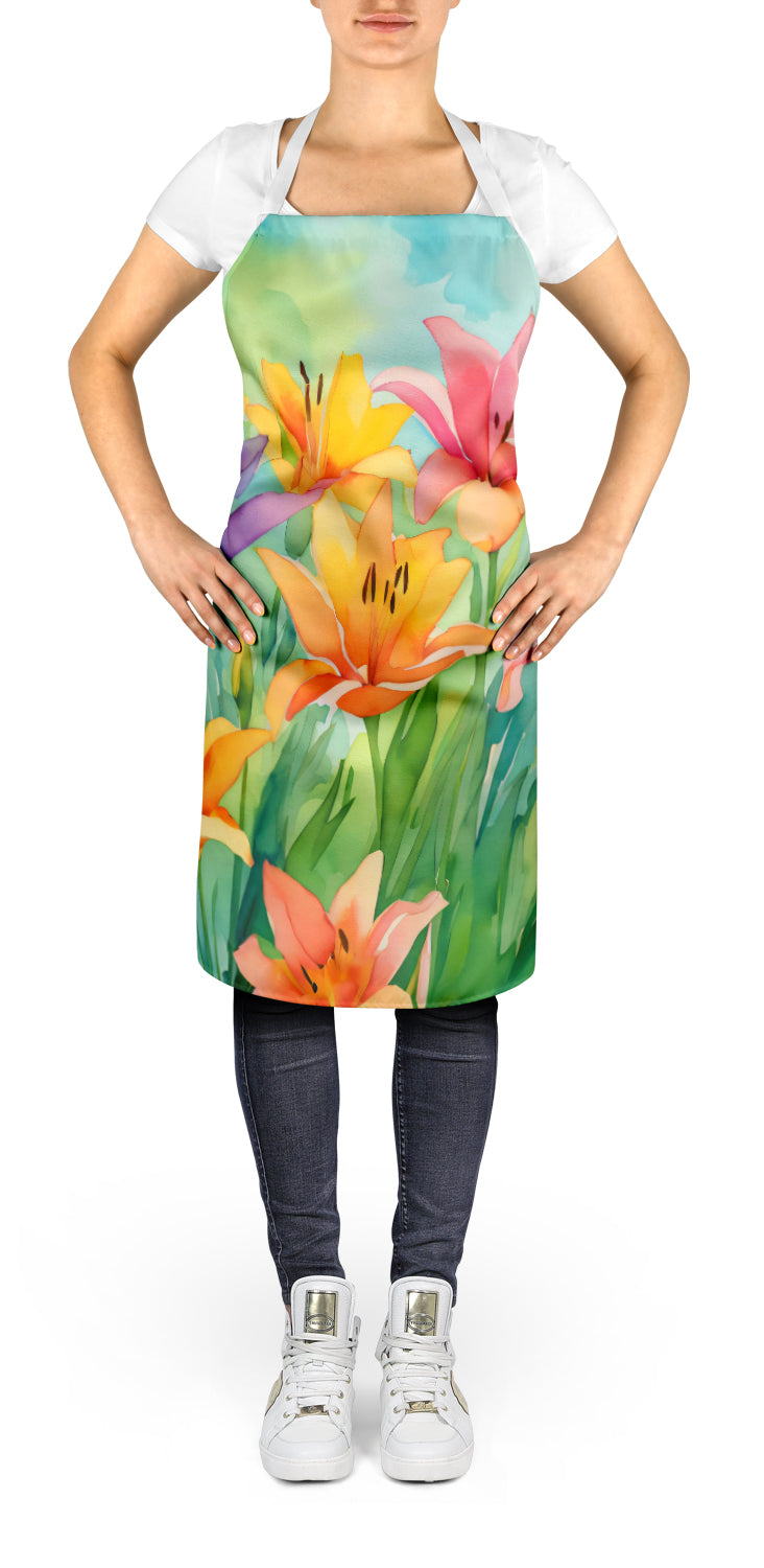 Lilies in Watercolor Apron