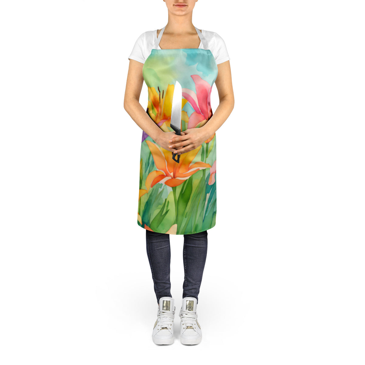 Lilies in Watercolor Apron