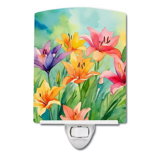 Buy this Lilies in Watercolor Ceramic Night Light