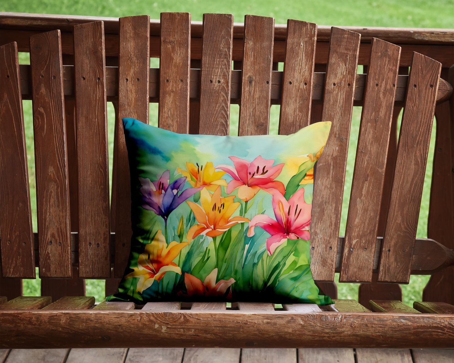 Lilies in Watercolor Throw Pillow