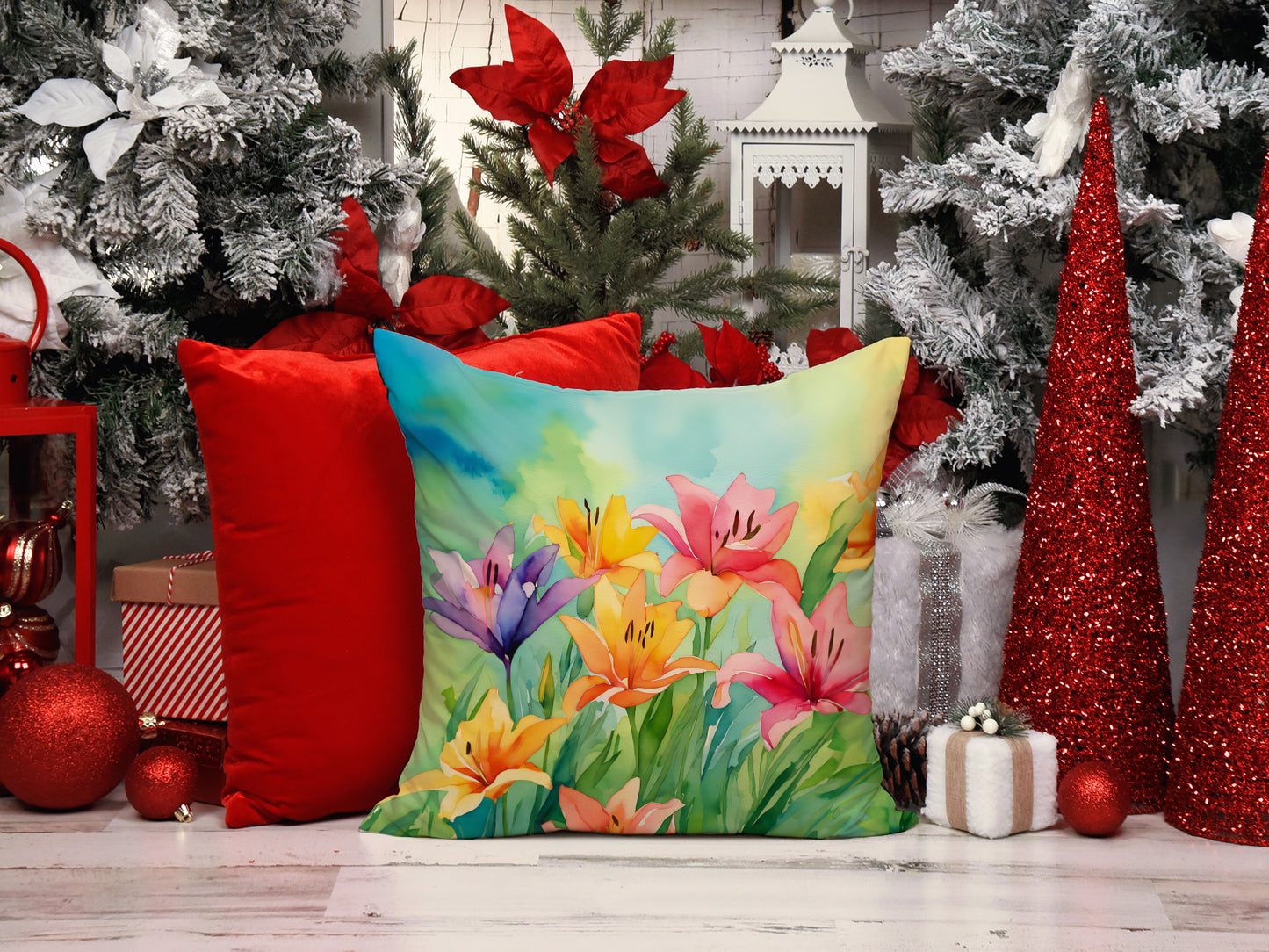 Lilies in Watercolor Throw Pillow