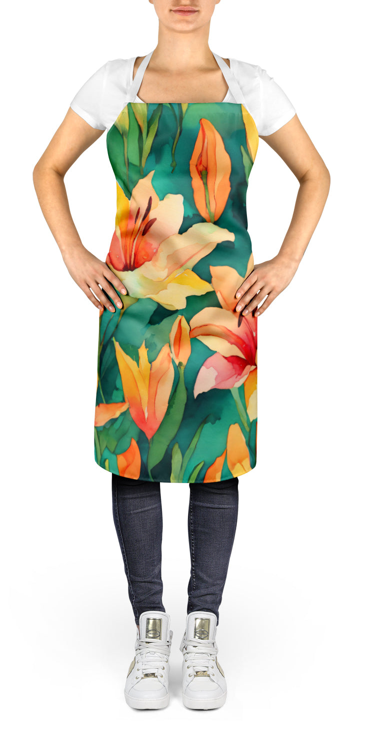 Lilies in Watercolor Apron