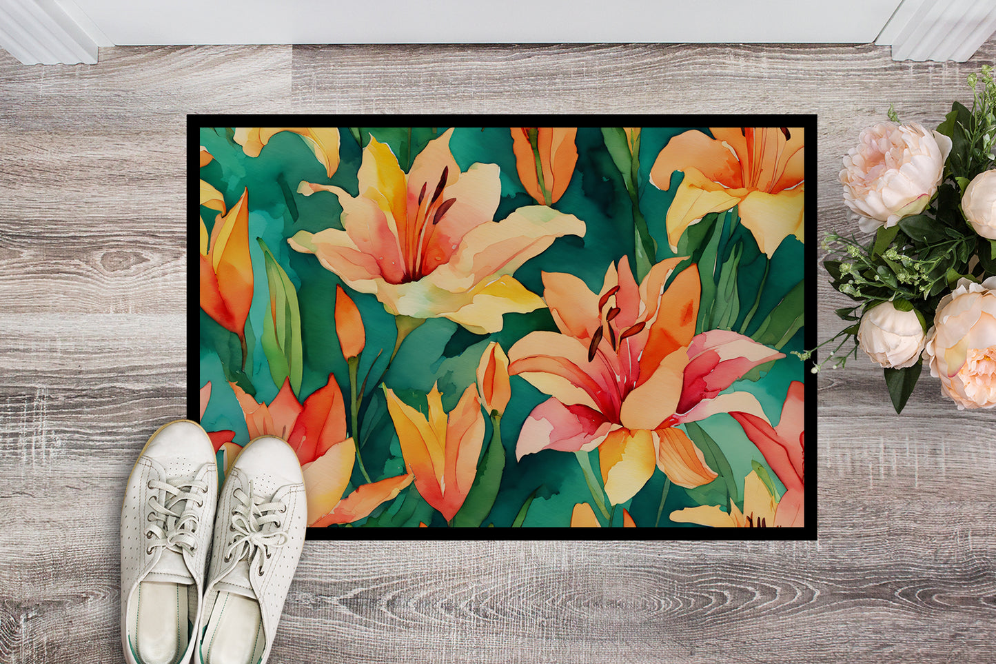 Lilies in Watercolor Doormat