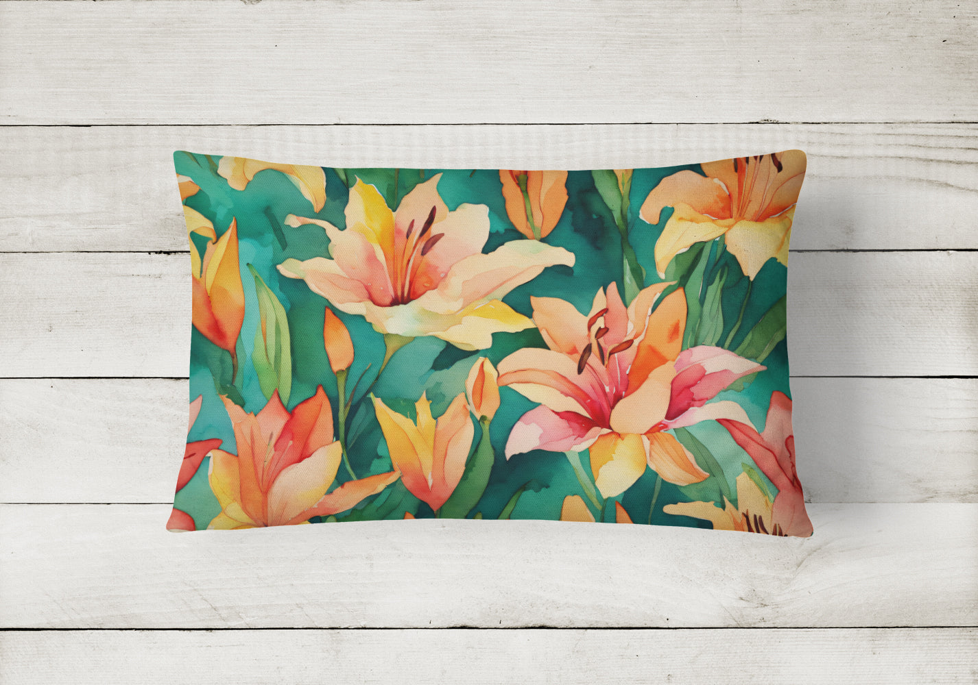 Lilies in Watercolor Throw Pillow