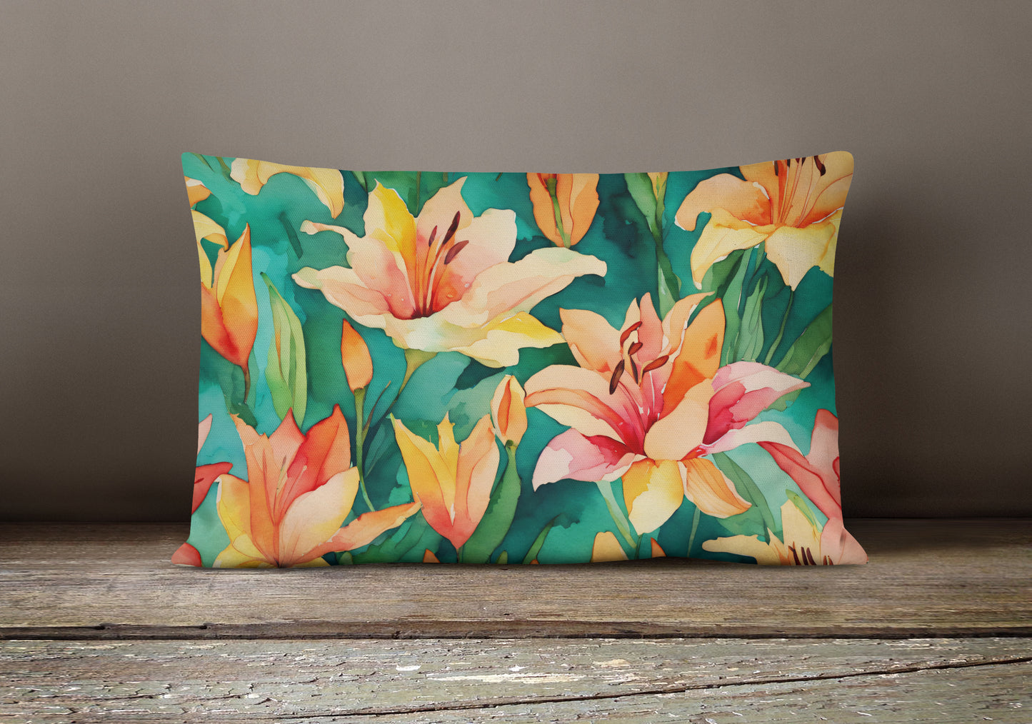 Lilies in Watercolor Throw Pillow