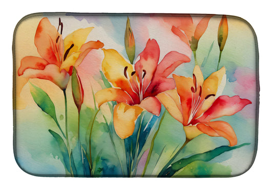 Buy this Lilies in Watercolor Dish Drying Mat