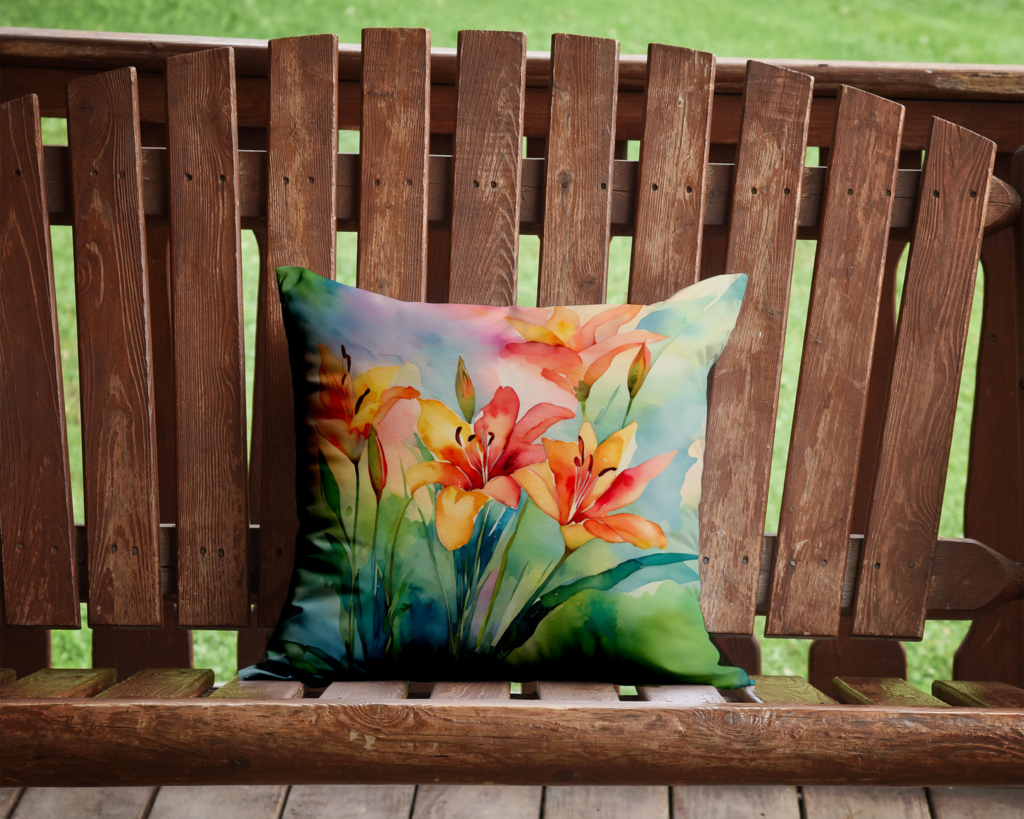 Lilies in Watercolor Throw Pillow