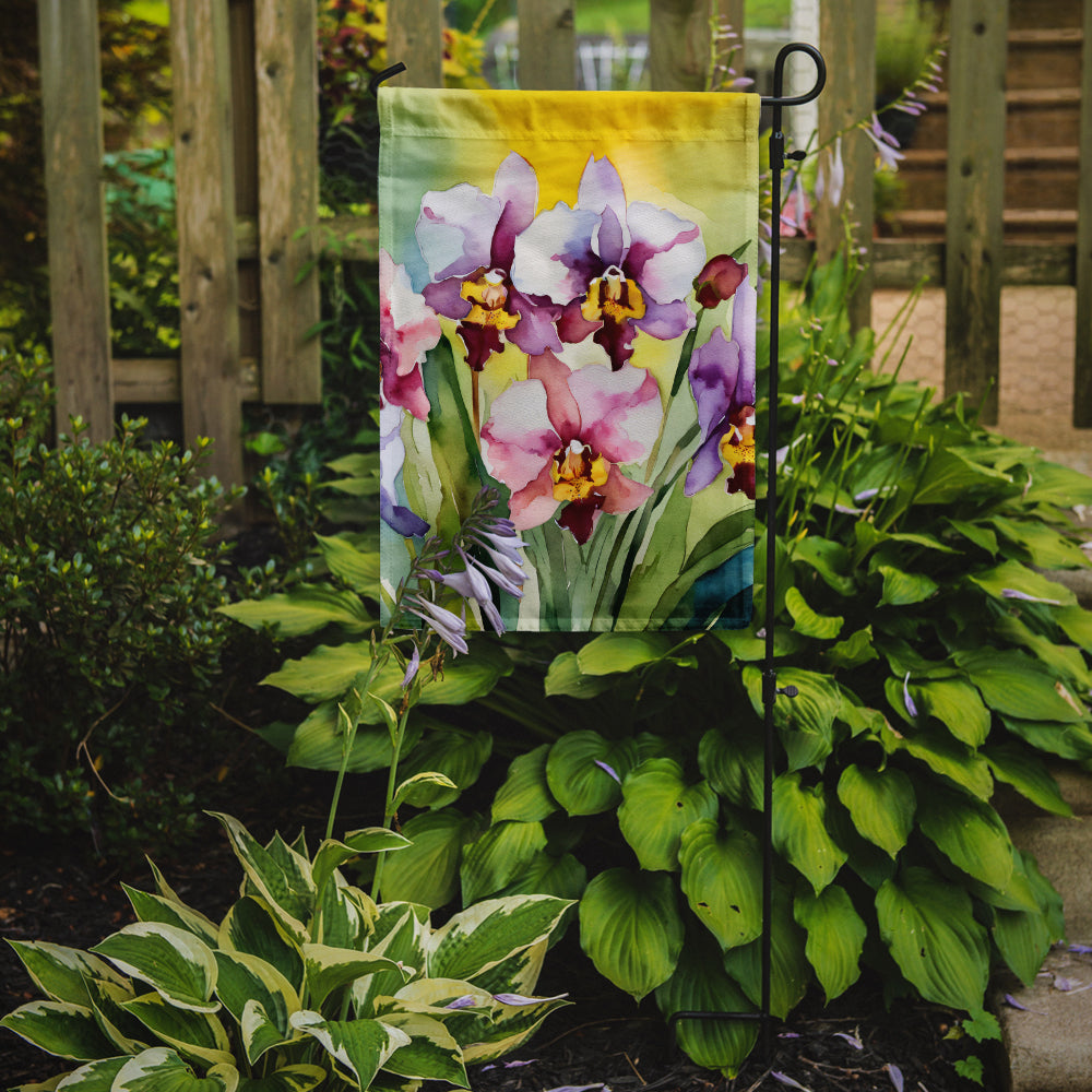 Orchids in Watercolor Garden Flag