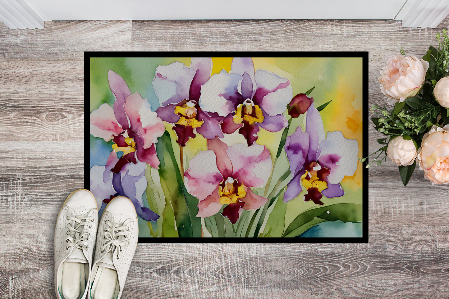 Orchids in Watercolor Doormat