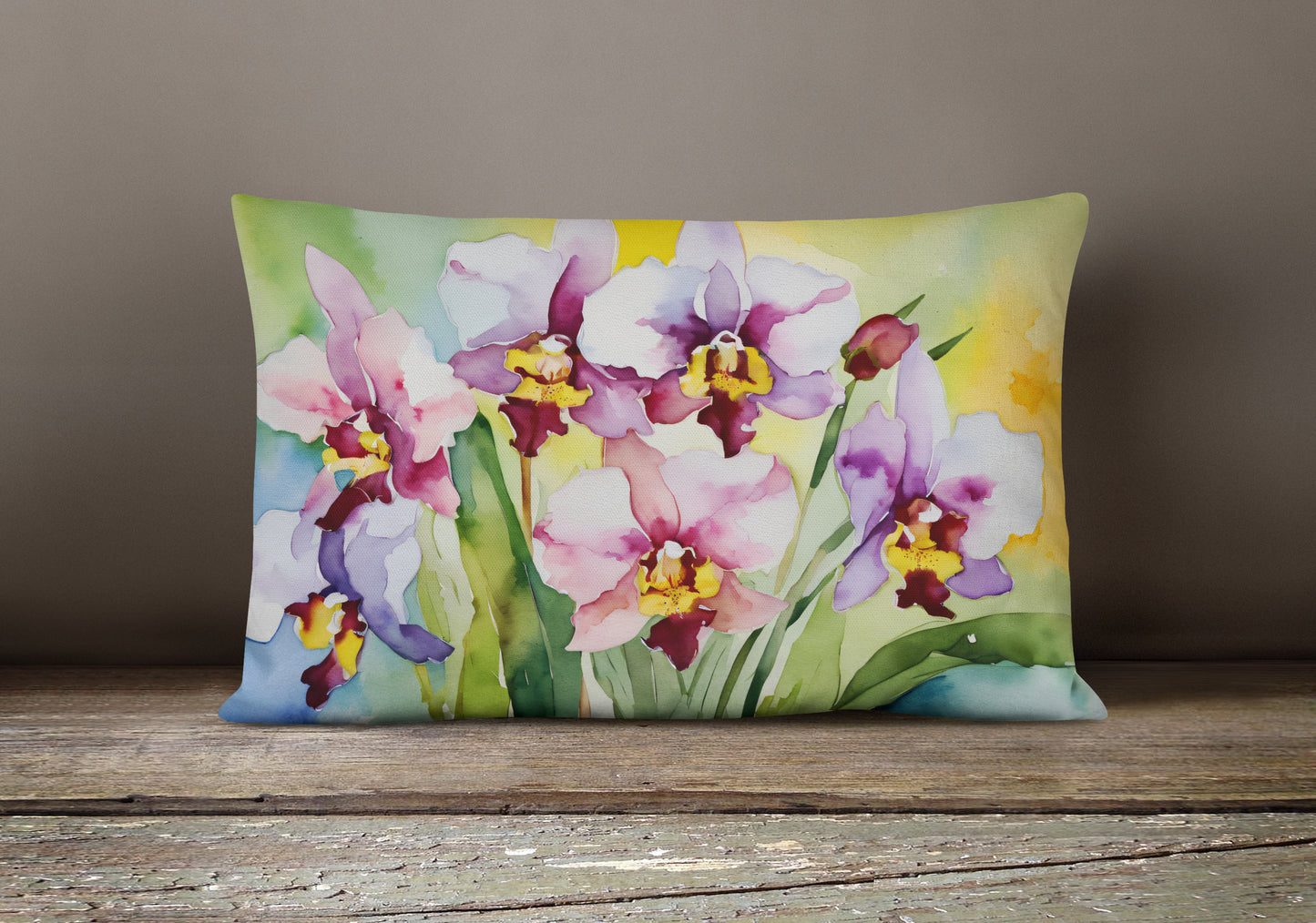 Orchids in Watercolor Throw Pillow