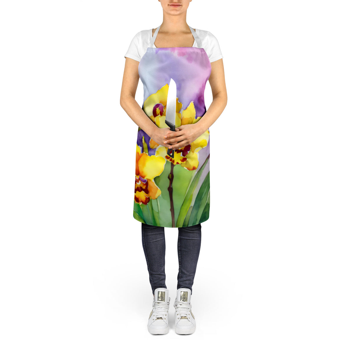 Orchids in Watercolor Apron