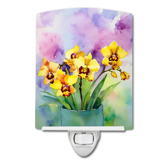 Buy this Orchids in Watercolor Ceramic Night Light