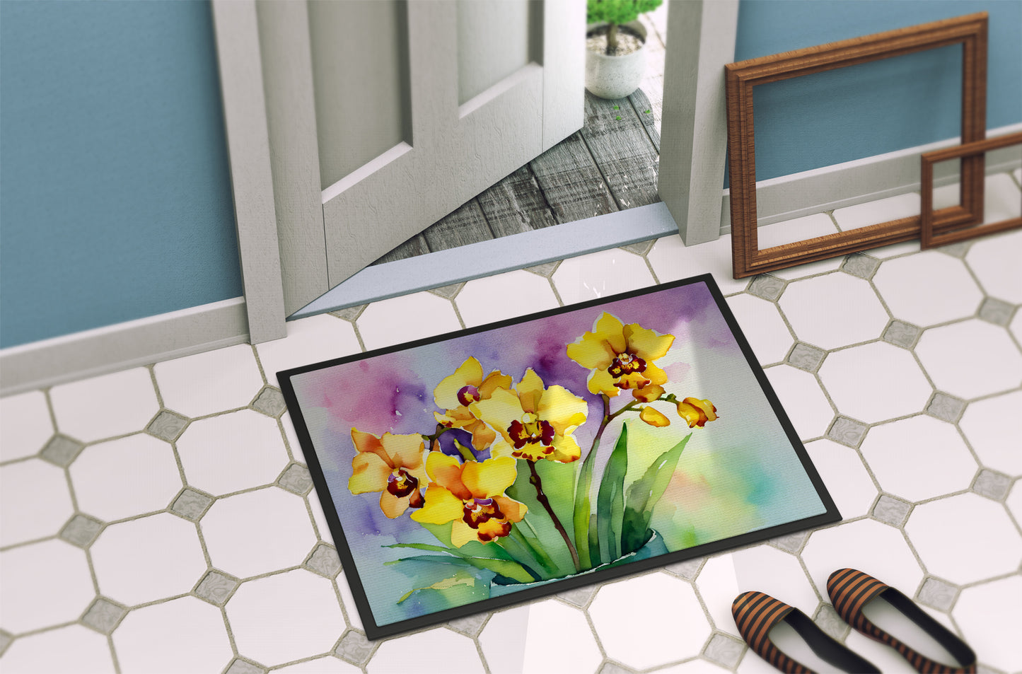 Orchids in Watercolor Doormat