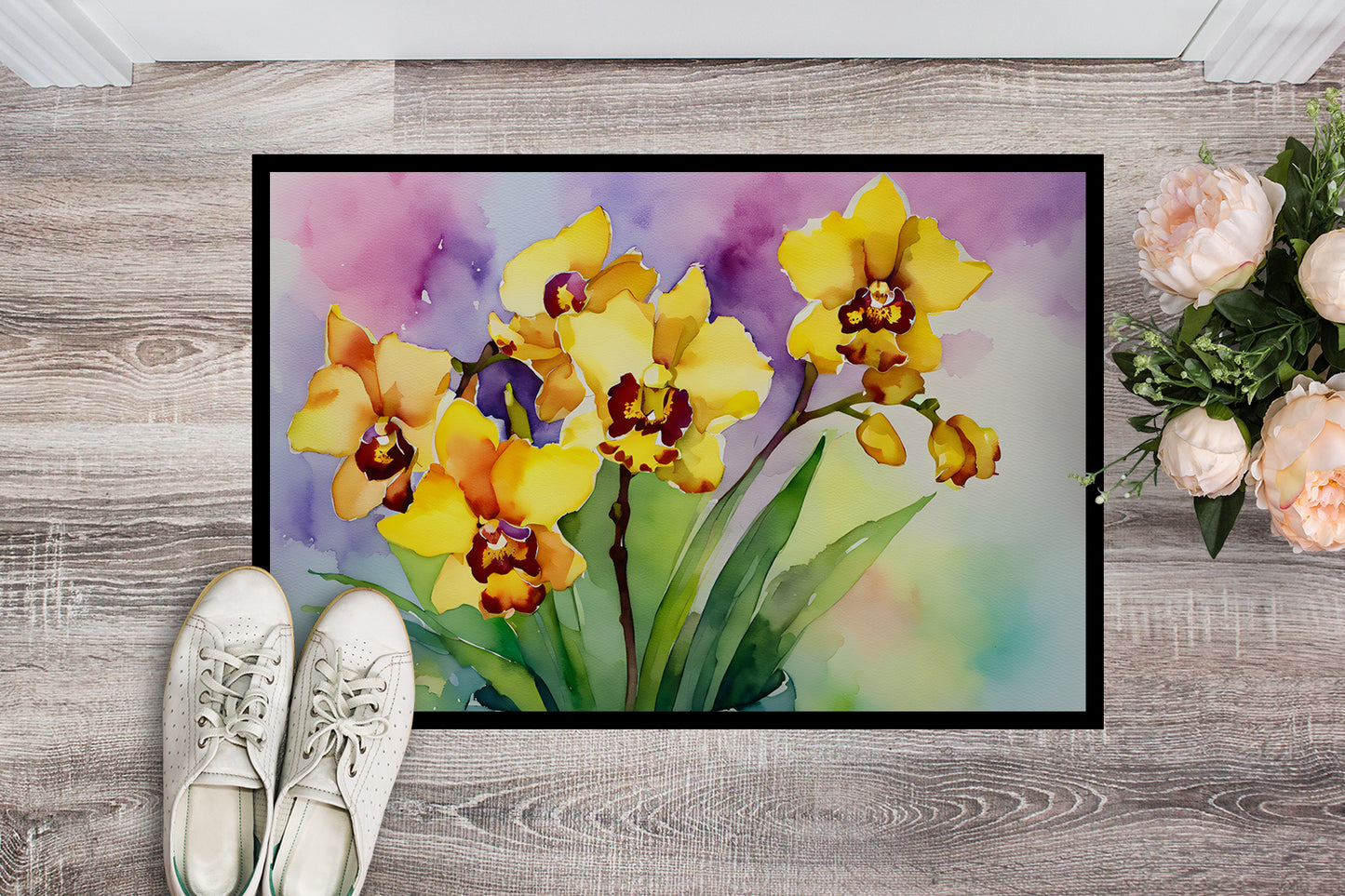 Orchids in Watercolor Doormat