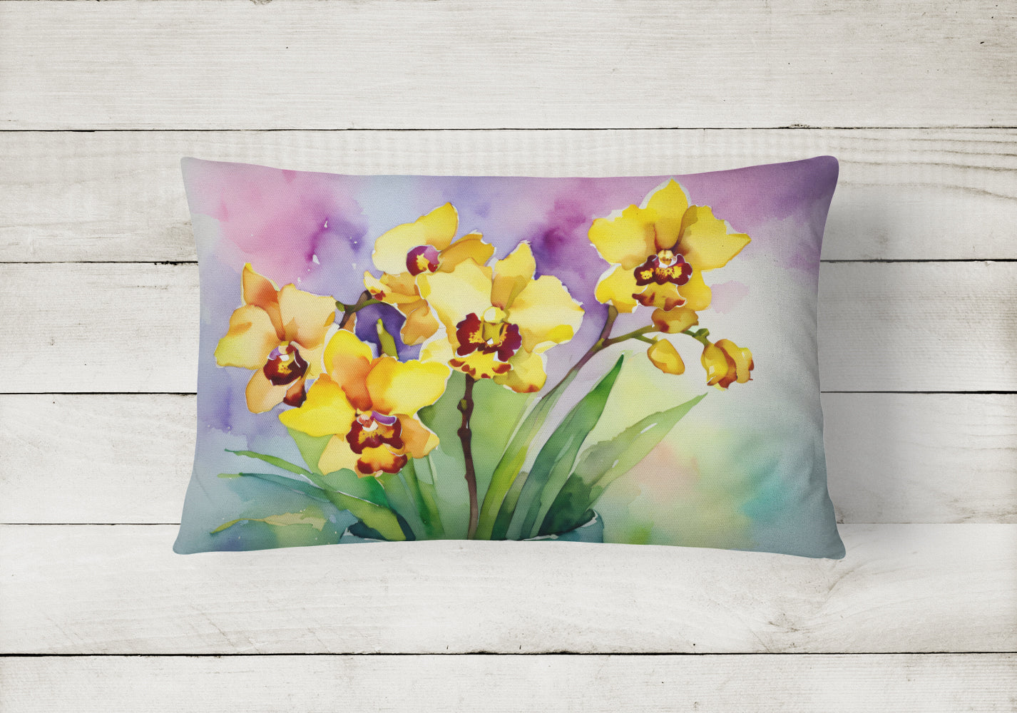 Orchids in Watercolor Throw Pillow