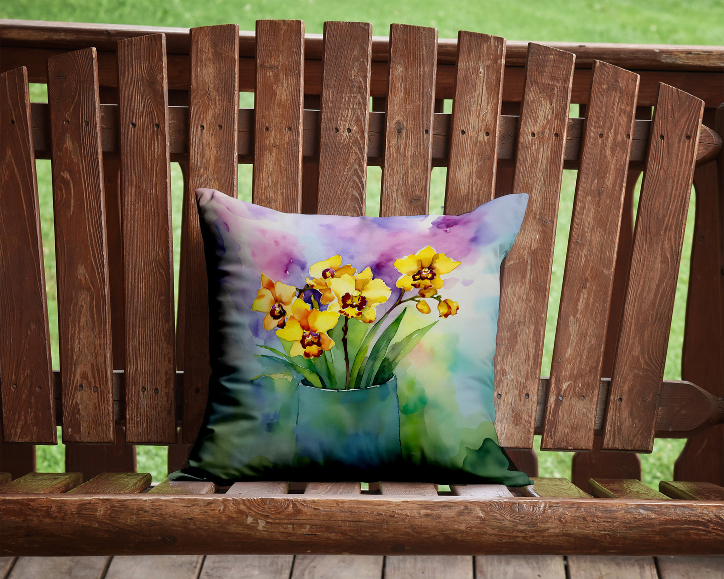 Orchids in Watercolor Throw Pillow