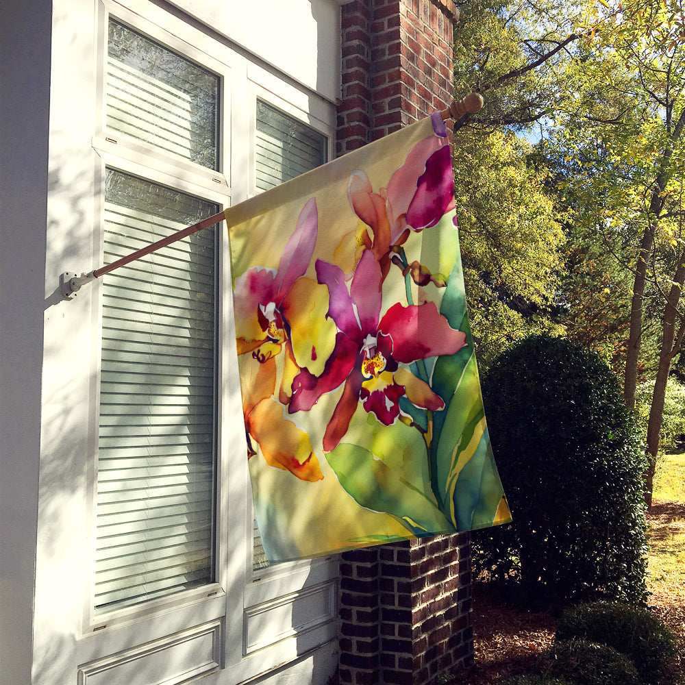 Orchids in Watercolor House Flag