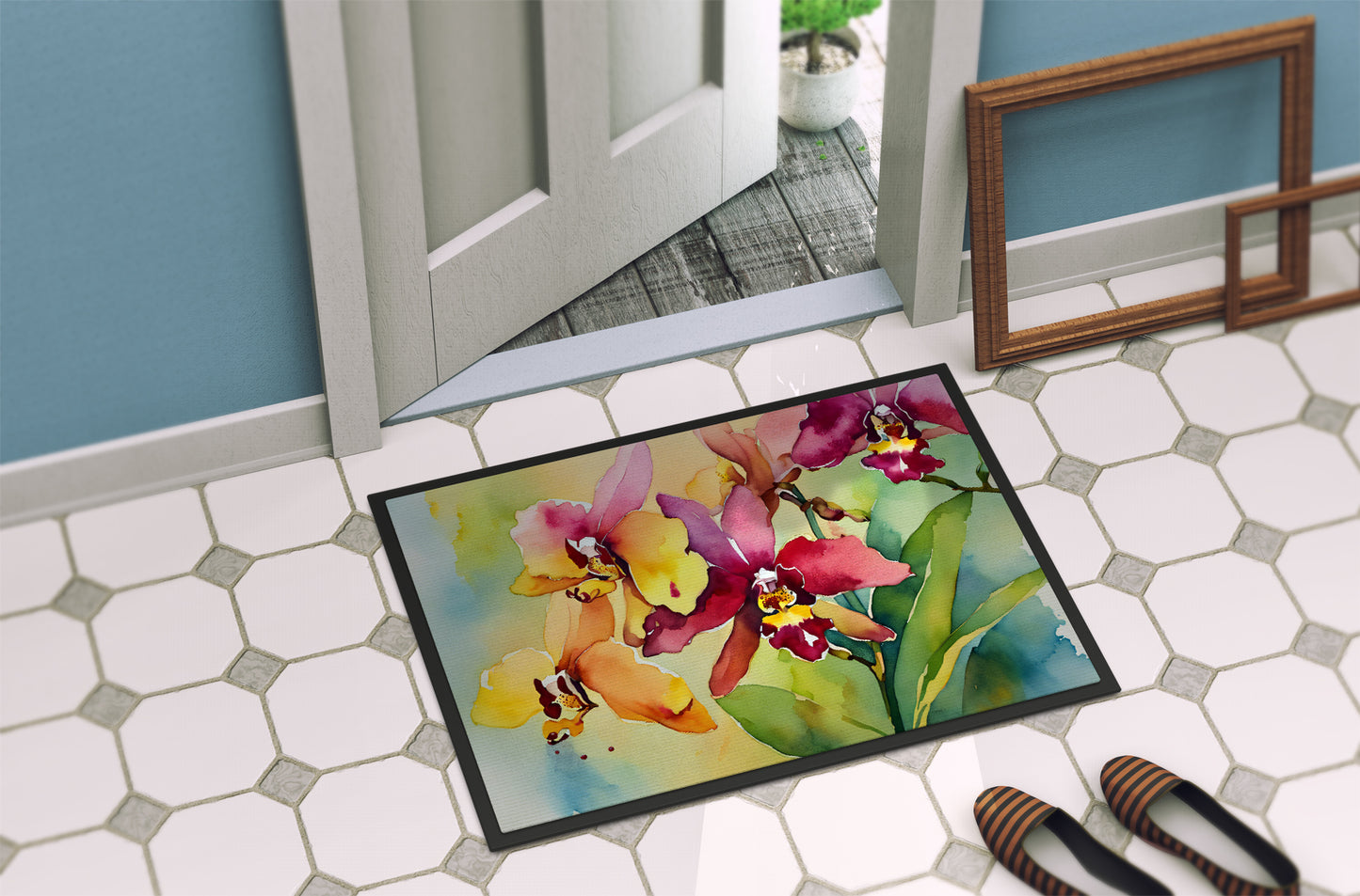 Orchids in Watercolor Doormat