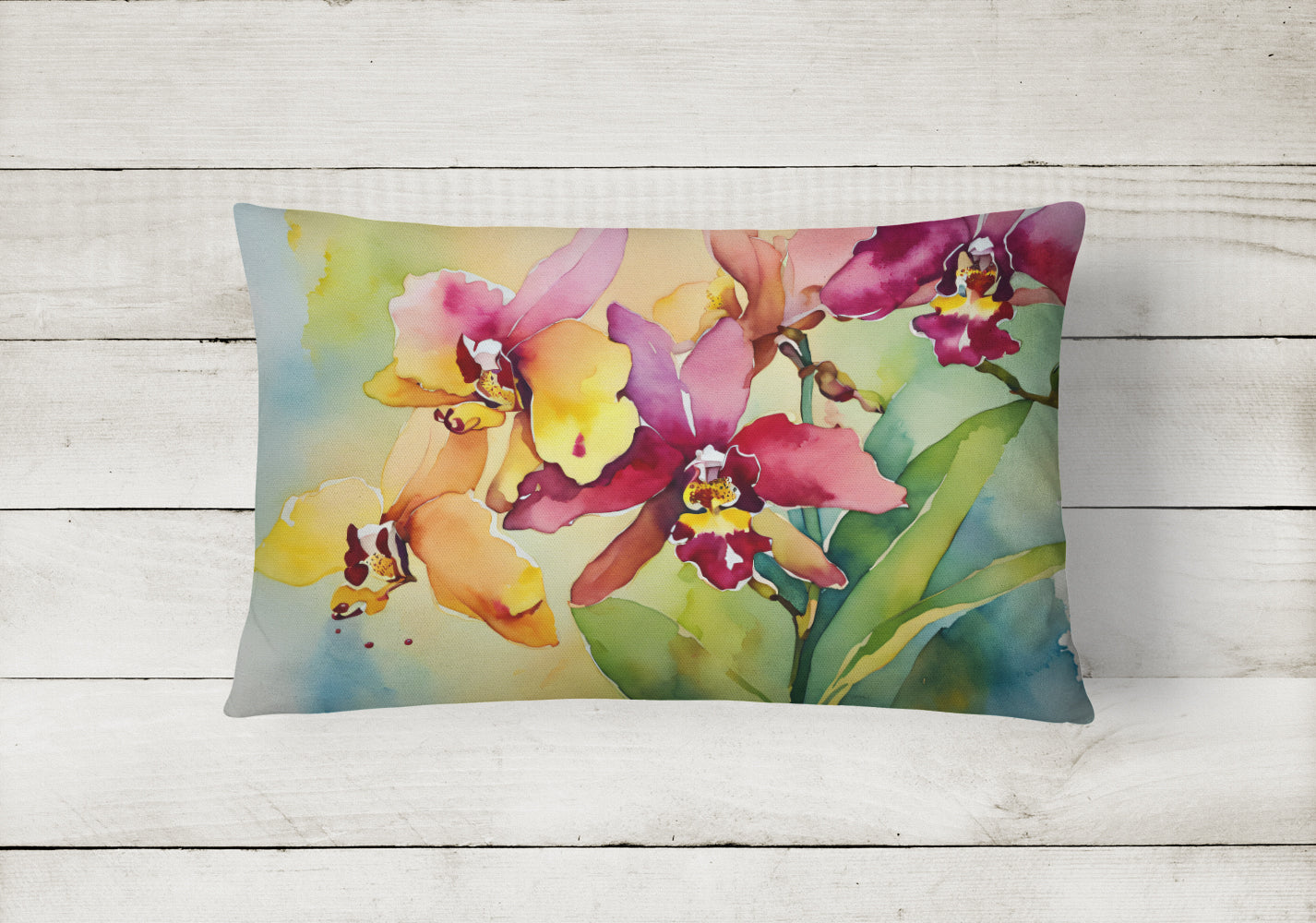 Orchids in Watercolor Throw Pillow