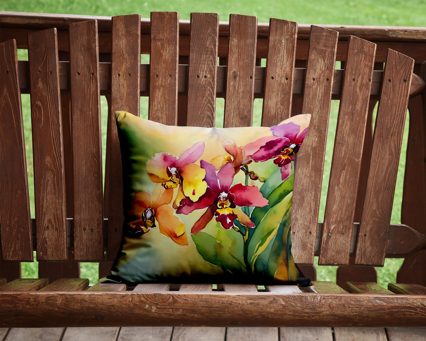 Orchids in Watercolor Throw Pillow