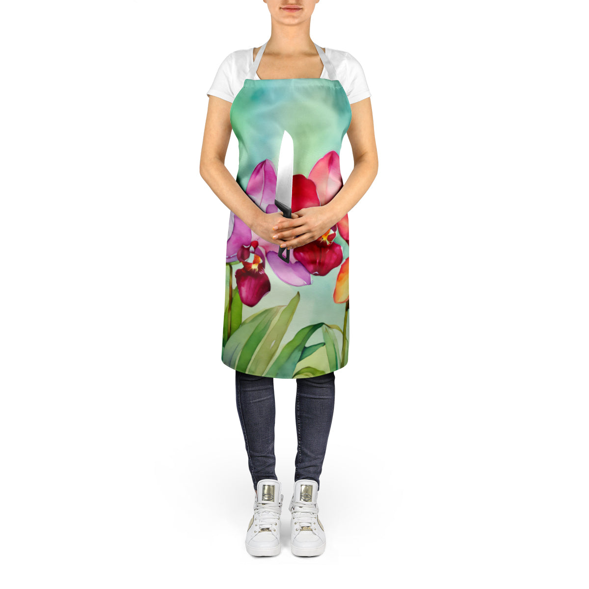 Orchids in Watercolor Apron