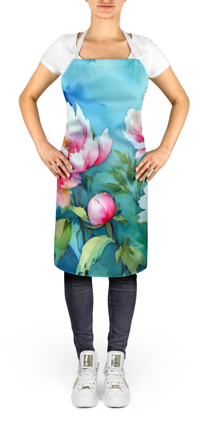 Peonies in Watercolor Apron