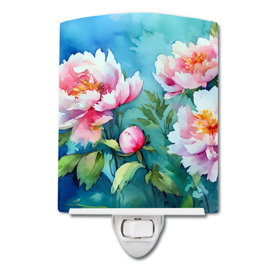 Buy this Peonies in Watercolor Ceramic Night Light