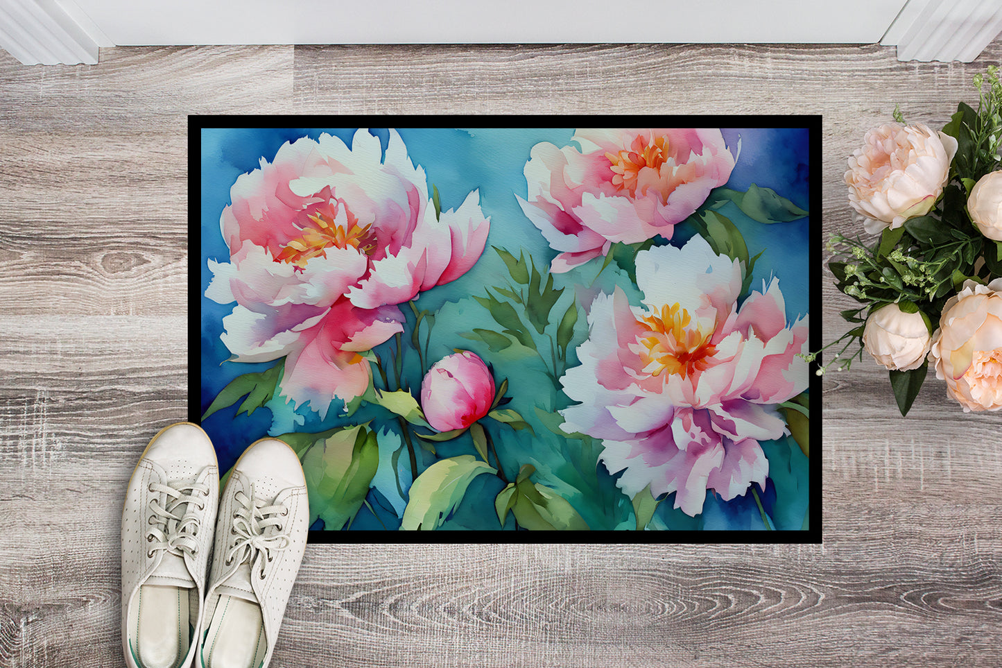 Peonies in Watercolor Doormat