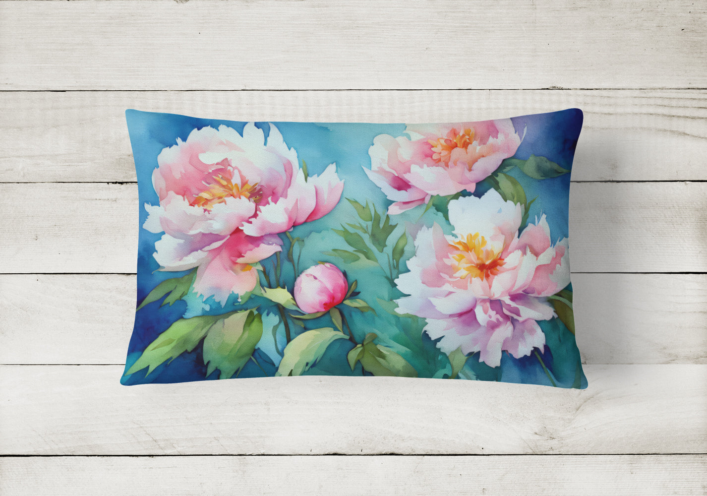 Peonies in Watercolor Throw Pillow