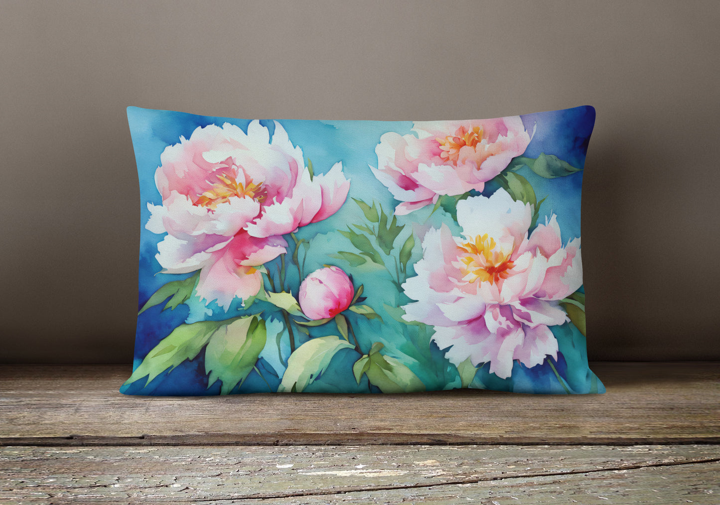 Peonies in Watercolor Throw Pillow