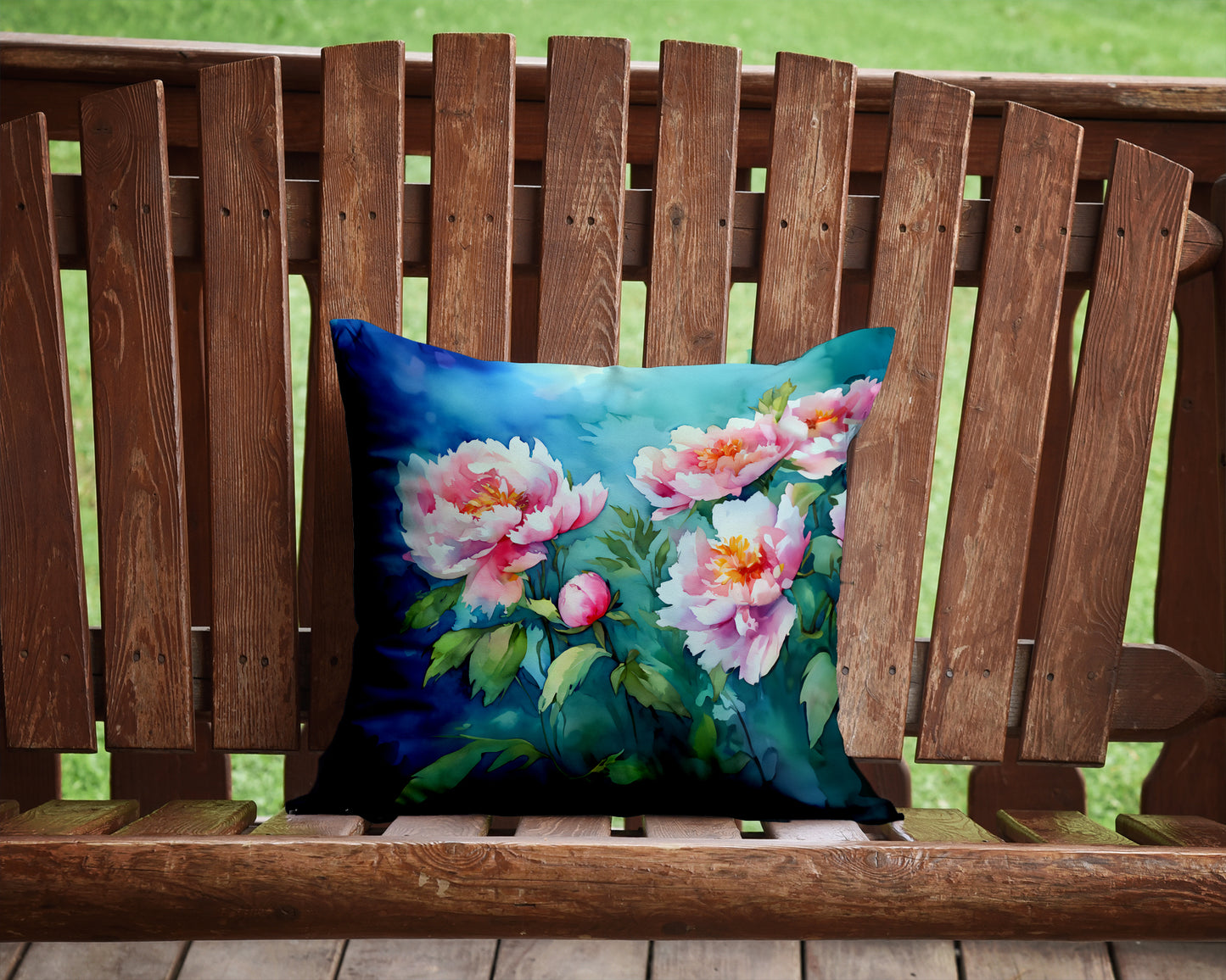 Peonies in Watercolor Throw Pillow