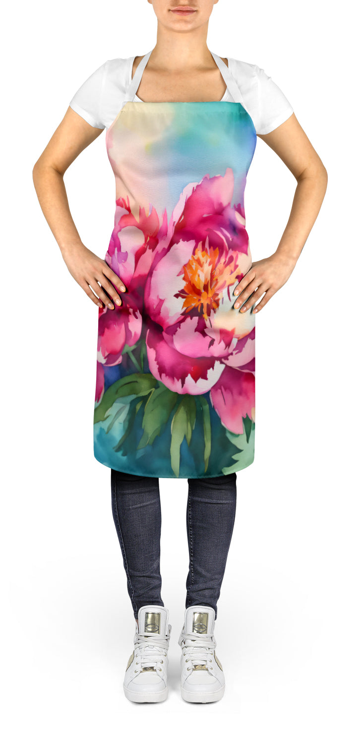 Peonies in Watercolor Apron