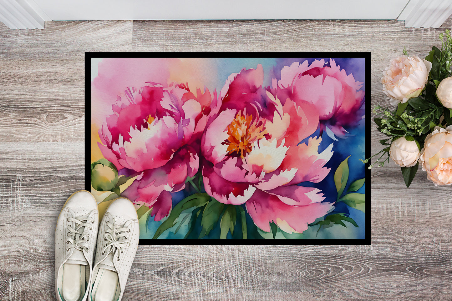 Peonies in Watercolor Doormat