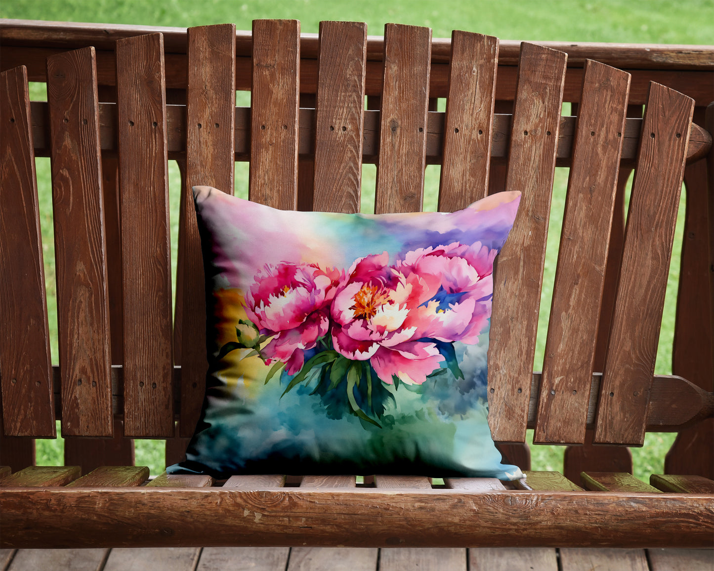 Peonies in Watercolor Throw Pillow