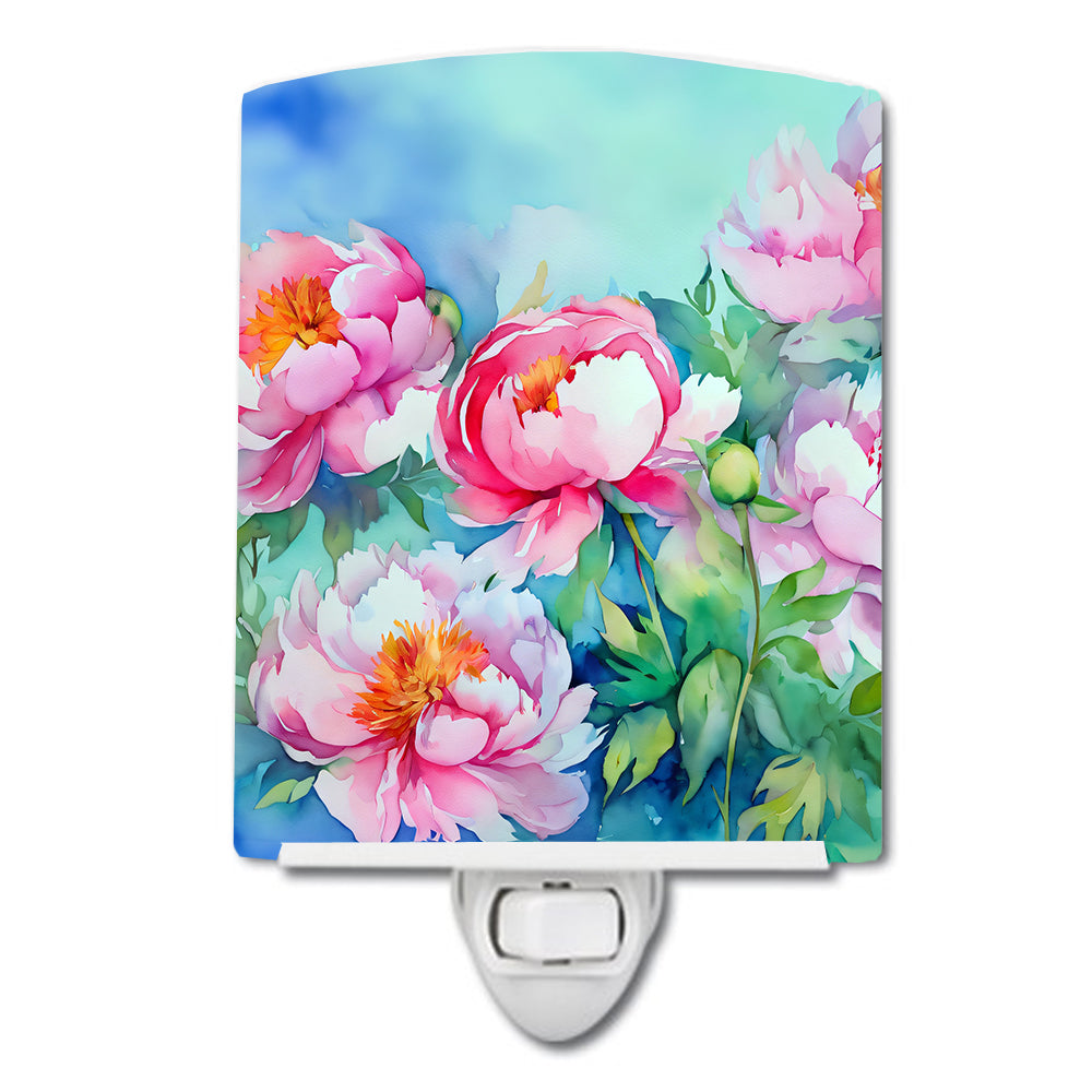 Buy this Peonies in Watercolor Ceramic Night Light