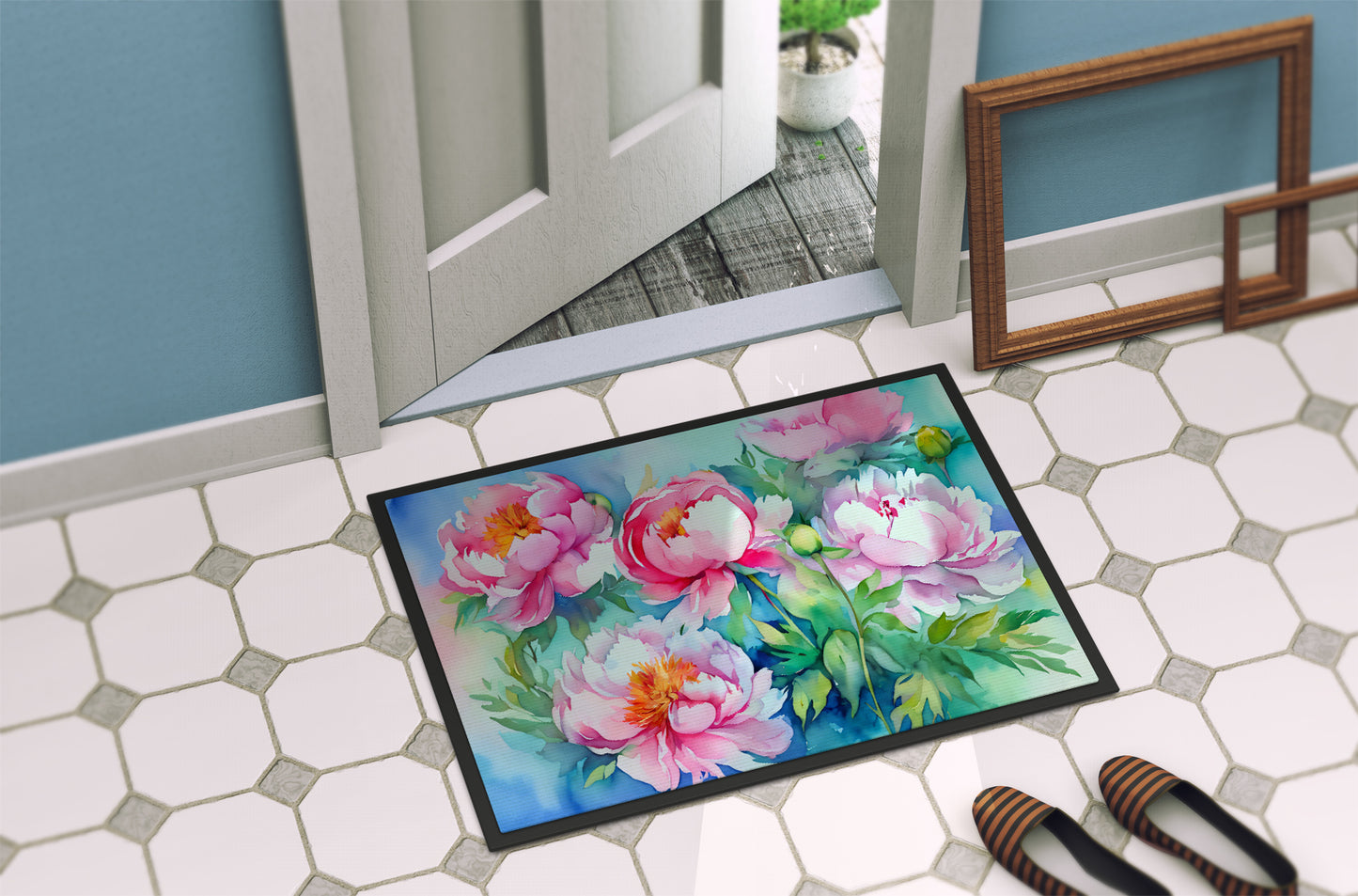 Peonies in Watercolor Doormat