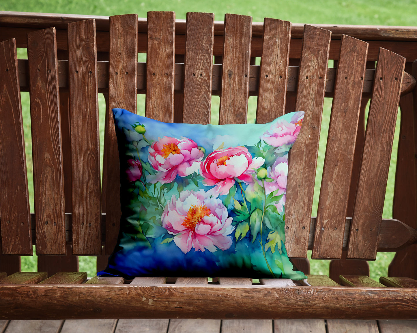 Peonies in Watercolor Throw Pillow