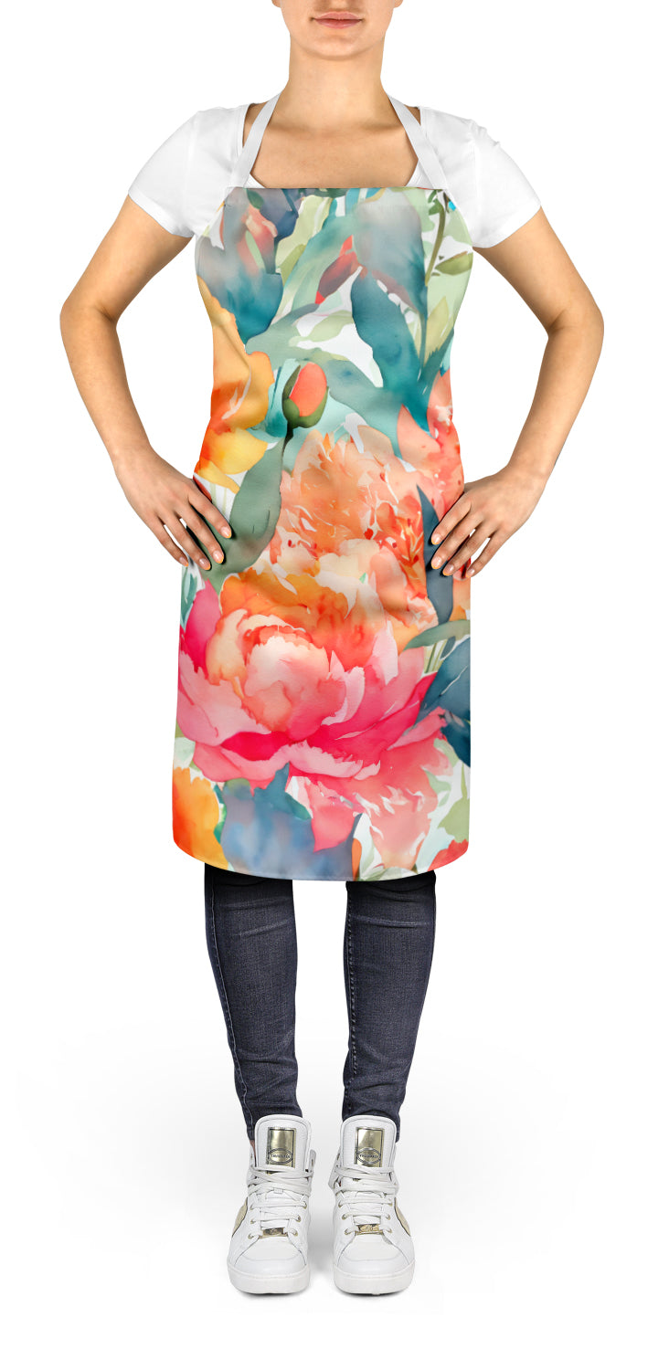 Peonies in Watercolor Apron