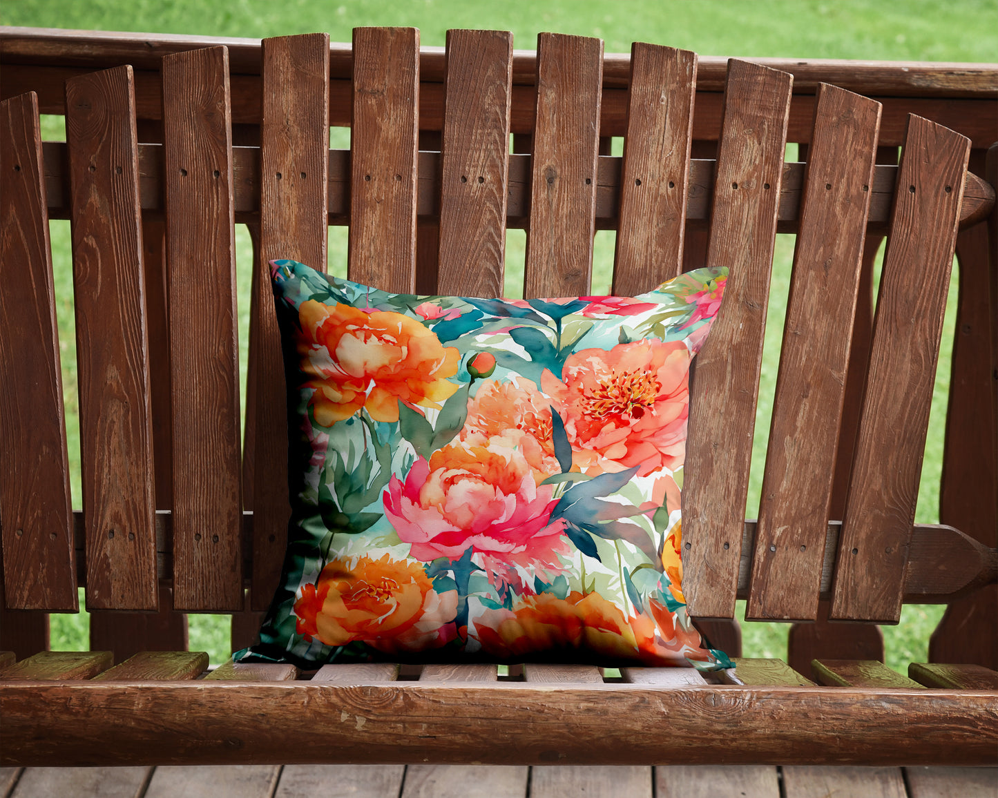 Peonies in Watercolor Throw Pillow